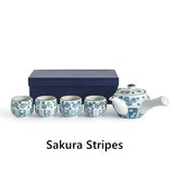 Japanese Handcrafted Blue Sakura Tea Set – A Blossom of Serenity for Your Tea Moments