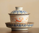 Imitation Song Ru Ware & Dunhuang Flying Apsara Douli Sancai Gaiwan