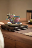 Imitation Song Ru Ware "Blooming Prosperity" Yuanbao Sancai Floating Gaiwan