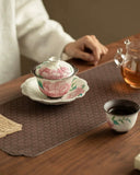 Aged Rock Clay "Peony Tide" Sancai Gaiwan
