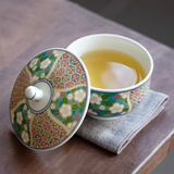 Authentic Japanese Arita-yaki  Retro Style Hand-Applied Gold Decal Sancai Gaiwan
