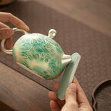 Silver Daisy "Mutton-Fat Jade" Tea Set | Premium Porcelain Trio