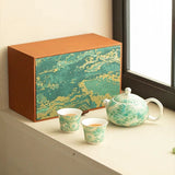 Silver Daisy "Mutton-Fat Jade" Tea Set | Premium Porcelain Trio
