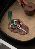Artisan "Flowing Petal" Tassel Shears | Precision Tea Art Scissors with Brocade Sleeve