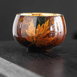Golden Autumn | Hand-Painted 24K Gold Leaf Lacquerware Master Cup
