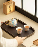 Cloisonné Silver-Inlaid Tea Set | 160ml Enamel Pot & 2 Tasting Cups